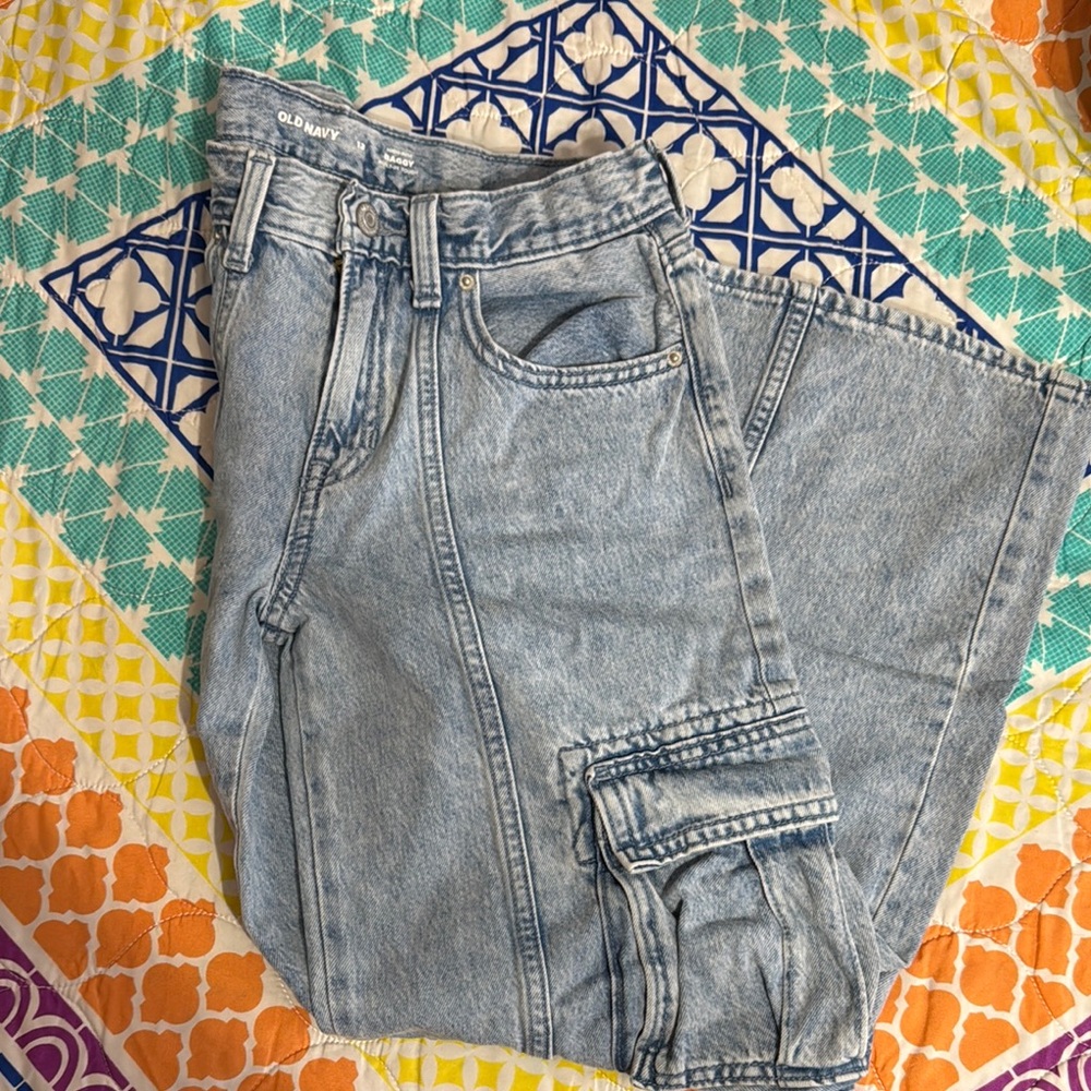 Old Navy Light Blue Denim Cargo Trousers